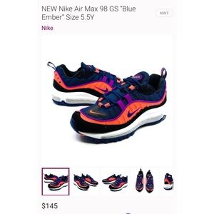 Nike Women's Air Max 98 Blue and Purple Sneakers